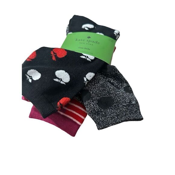 Kate Spade Women's 3-Pairs Crew Socks Apples, Polka Dots, & Stripes, OS - Picture 2 of 4
